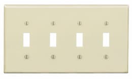 4-Gang Plastic Toggle Switch Wall Plate, Ivory