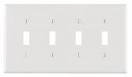 4-Gang Plastic Toggle Switch Wall Plate, White