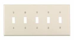 5-Gang Plastic Toggle Switch Wall Plate, Almond