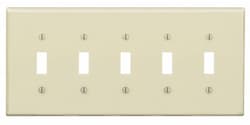 GP 5-Gang Plastic Toggle Switch Wall Plate, Ivory