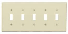 5-Gang Plastic Toggle Switch Wall Plate, Ivory