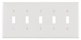 5-Gang Plastic Toggle Switch Wall Plate, White