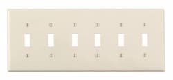 6-Gang Plastic Toggle Switch Wall Plate, Almond