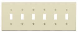 6-Gang Plastic Toggle Switch Wall Plate, Ivory