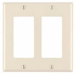 2-Gang Plastic Rocker Switch Wall Plate, Almond