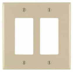 2-Gang Plastic Rocker Switch Wall Plate, Ivory