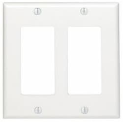 2-Gang Plastic Rocker Switch Wall Plate, White