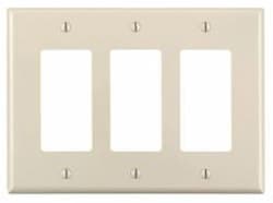 GP 3-Gang Plastic Rocker Switch Wall Plate, Almond