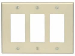 3-Gang Plastic Rocker Switch Wall Plate, Ivory