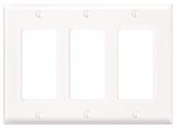 GP 3-Gang Plastic Rocker Switch Wall Plate, White