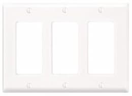 3-Gang Plastic Rocker Switch Wall Plate, White