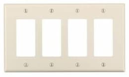 GP 4-Gang Plastic Rocker Switch Wall Plate, Almond