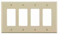 GP 4-Gang Plastic Rocker Switch Wall Plate, Ivory