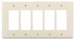 5-Gang Plastic Rocker Switch Wall Plate, Almond