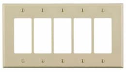 5-Gang Plastic Rocker Switch Wall Plate, Ivory