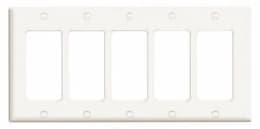 5-Gang Plastic Rocker Switch Wall Plate, White