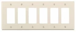 6-Gang Plastic Rocker Switch Wall Plate, Almond