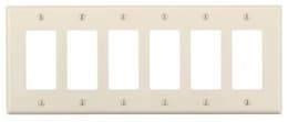 6-Gang Plastic Rocker Switch Wall Plate, Almond