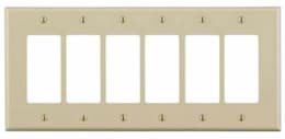 6-Gang Plastic Rocker Switch Wall Plate, Ivory