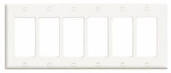 6-Gang Plastic Rocker Switch Wall Plate, White