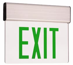 Edge Lit Double Face LED Exit Sign w/ Aluminum Housing, Green Letter