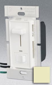 Single Pole 600W Slide Dimmer w/ LED & Rocker Switch, Ivory