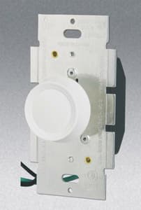 Single Pole 600W Rotary Dimmer w/ Push On/Off Switch, White