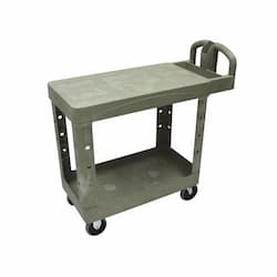 Beige 250 lb Capacity 2 Flat Shelf Heavy-Duty Utility Cart