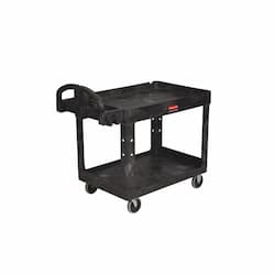 Black 750 lb Capacity 2-Shelf Utility Cart w/ Pneumatic Caster