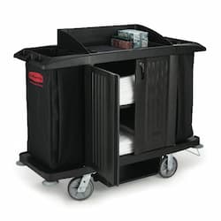 Black Compact Housekeeping Cart w/ Vinyl Bag