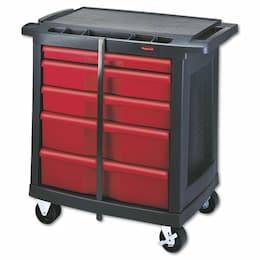 Black/Red Five-Drawer Mobile Workcenter