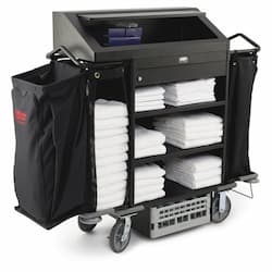 Black Deluxe High-Security Metal Housekeeping Cart