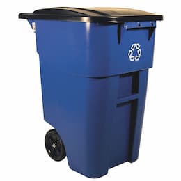 Brute Square Big Wheel Blue 50 Gal Recycling Rollout Container