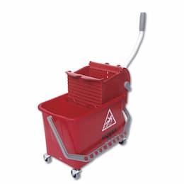 Red 4 Gal (15 Liter) Restroom Bucket & Bucket Press