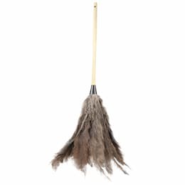 Boardwalk Gray 15 in. Ostrich Feather Duster w/ 16 in. Wooden Handle