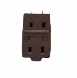 15 Amp Cube Tap, NEMA 1-15R, Polarized, Brown