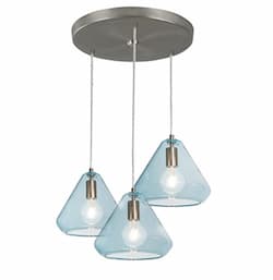 60W LED Armitage Pendant Light, Round, 3-Light, E26, 120V, Aqua