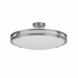 12W LED Carlisle Semi Flush Mount, 120V, Selectable CCT, Satin Nickel