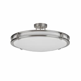 27W LED Carlisle Semi Flush Mount, 120V, Selectable CCT, Satin Nickel