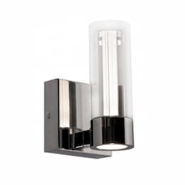 9W LED Delphia Wall Sconce, 800 lm, 120V, 3000K, Polished Chrome