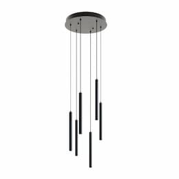 54W Eli Pendant, Round, 6-Light, 3000 lm, 120V-277V, 3000K, Black