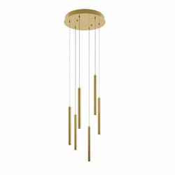 54W Eli Pendant, Round, 6-Light, 3000 lm, 120V-277V, 3000K, Brass