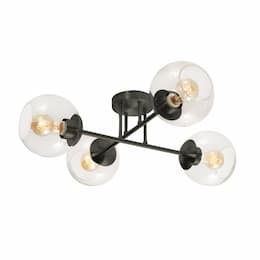 24-in 60W Jamie Semi-Flush Mount, 4-Light, E26, 120V, Black