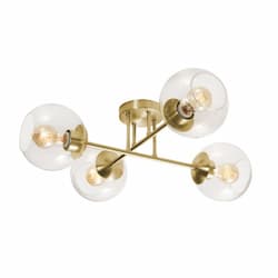 24-in 60W Jamie Semi-Flush Mount, 4-Light, E26, 120V, Brass