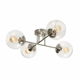 24-in 60W Jamie Semi-Flush Mount, 4-Light, E26, 120V, Nickel