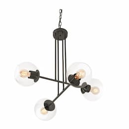 25-in 60W Jamie Pendant Light, 4-Light, E26, 120V, Black