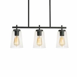 23-in 60W Joanna Pendant Light, 3-Light, E26, 120V, Black