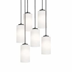 24-in 60W Leo Pendant Light, Round, 6-Light, E26, 120V, Black