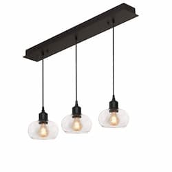 36-in 60W Laney Pendant Light, Linear, 3-Light, E26, 120V, Black