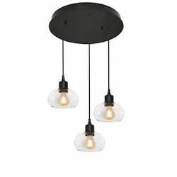 20-in 60W Laney Pendant Light, Round, 3-Light, E26, 120V, Black